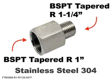BSPT Tapered R 1" Female to R 1-1/4" Male Stainless Sensor Adaptor Fittings