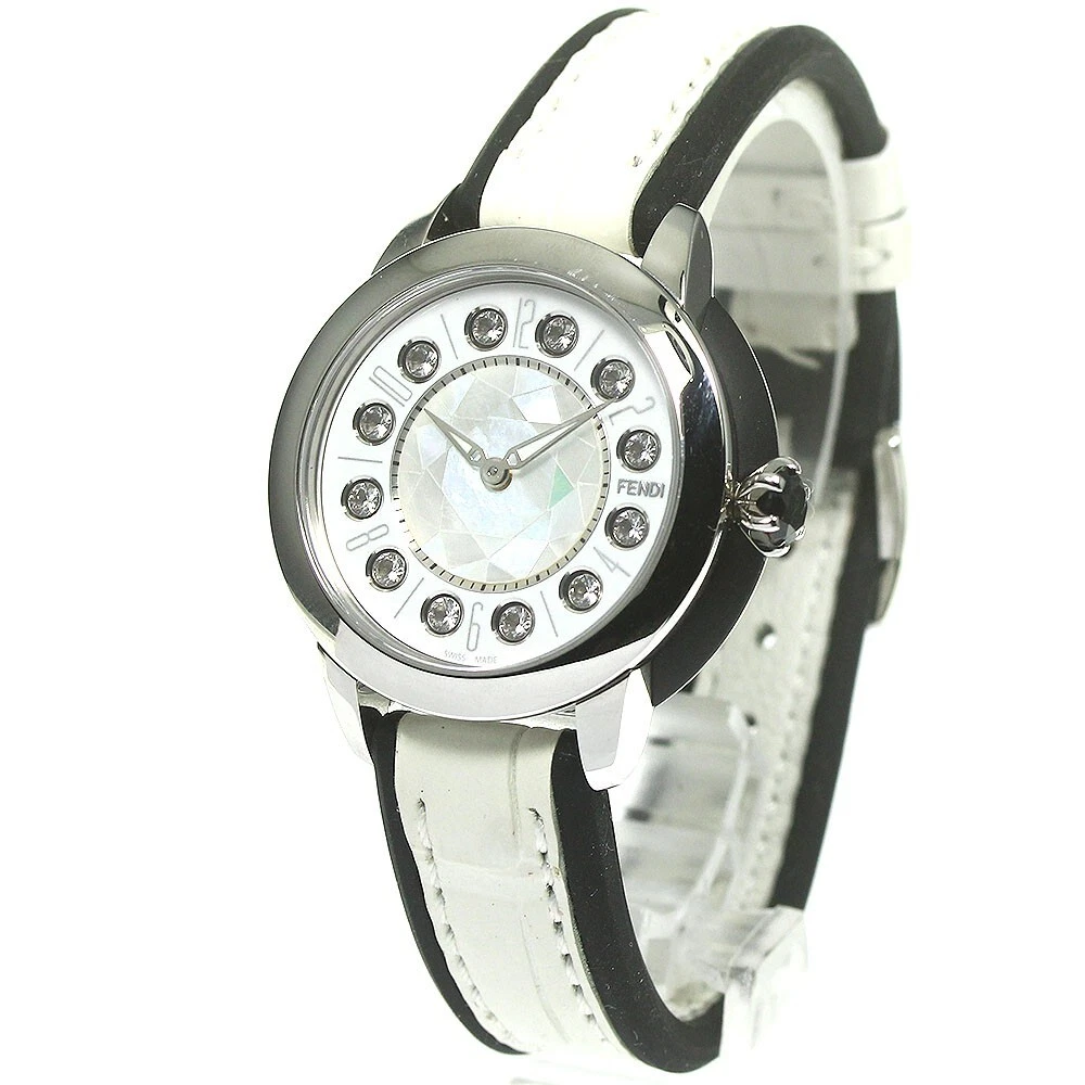 Orologio Fendi Eyeshine 12100S Quadrante Bianco Conchiglia Quarzo Analogico Donna Autentico