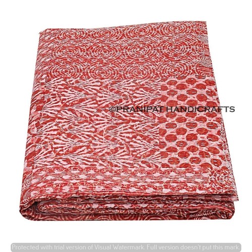 Queen Patchwork Throw Summer Cotton Red Sofa Decor Blanket Kantha Quilt Bedsheet