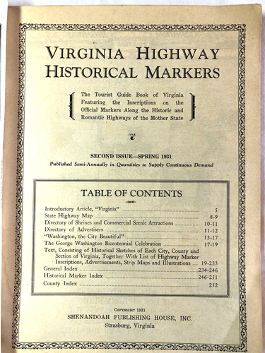 VIRGINIA HIGHWAY HISTORICAL MARKERS THE TOURIST GUIDE BOOK OF VIRGINIA 1931 PB - Picture 7 of 10