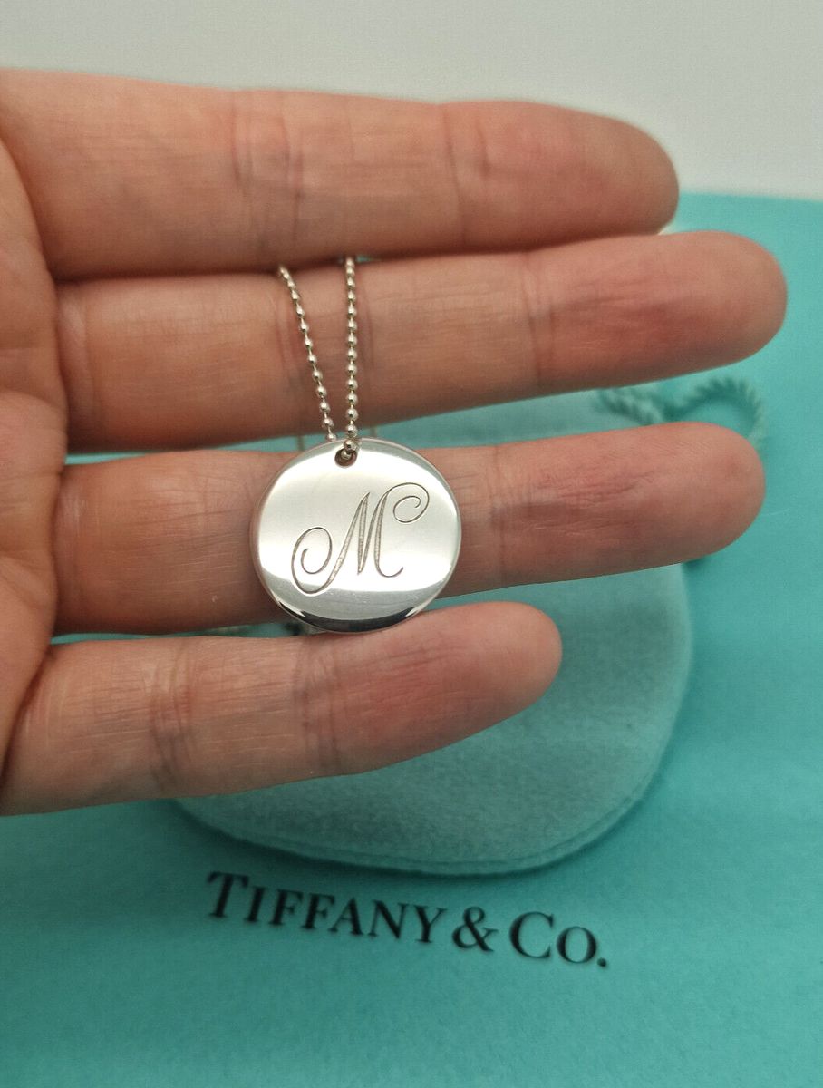 Tiffany & Co. Silver Alphabet Large Disc letter Initial 