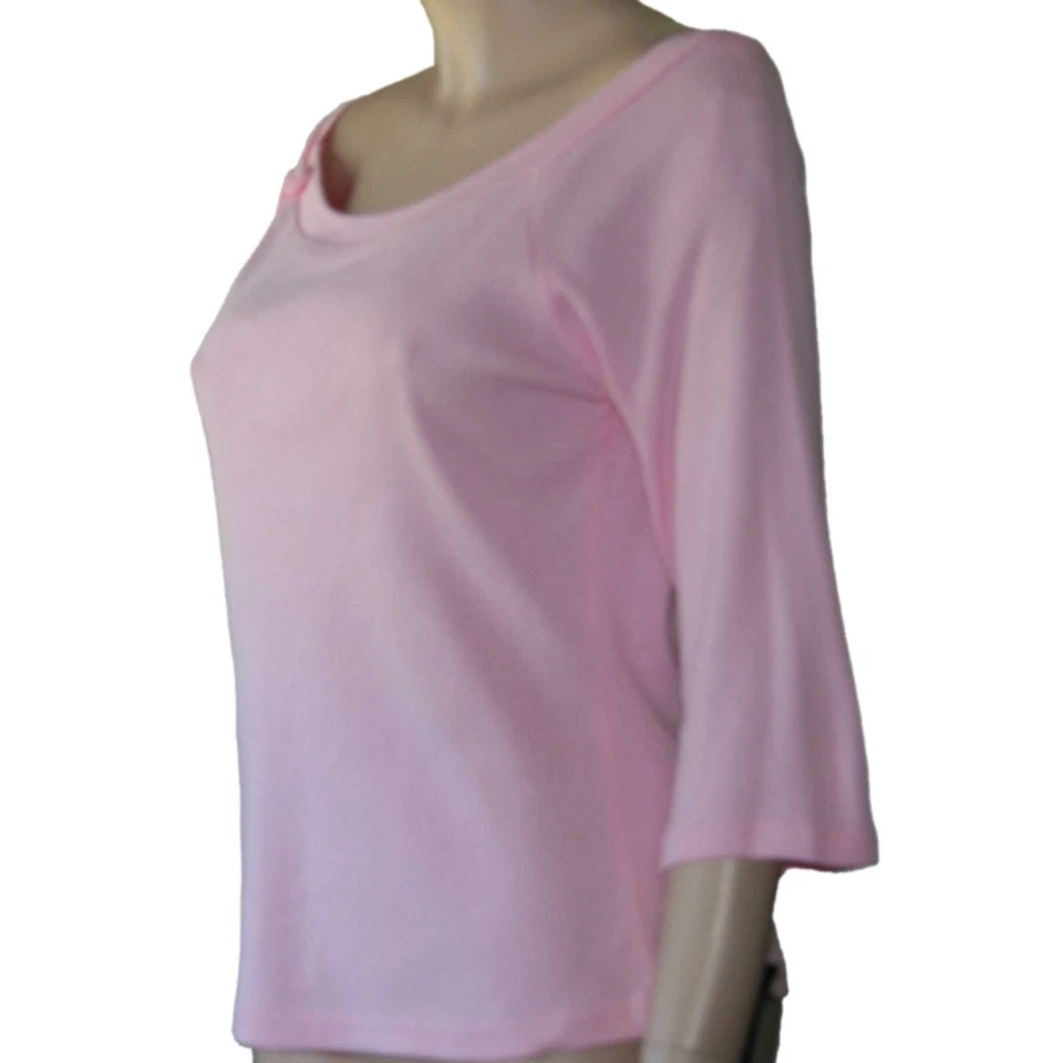 Boat Neck Knit Top 3/4 Sleeve tie accent Pink NWT - Image 2 of 4