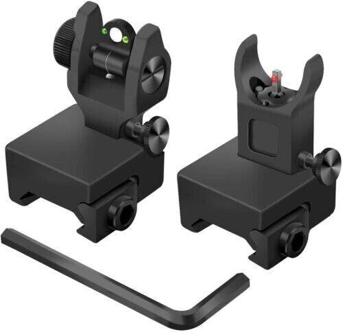 Fiber Optic Iron Sight 3PCS Folding Flip Up Iron Front and Rear Sights Picatinny - Picture 1 of 6