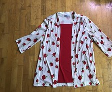 90 s VTG Top Notch Women s Sz. 20 Pullover Floral Printed Blouse Red WhiteTop