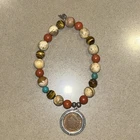 1903 Indian Head Cent Penny Pendant Vintage Bead Bracelet **FREE SHIPPING**