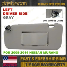 Gray Left Side Sun Visor w/ Lights For Nissan Murano 2009-2014 3.5L 96401 1AA1B