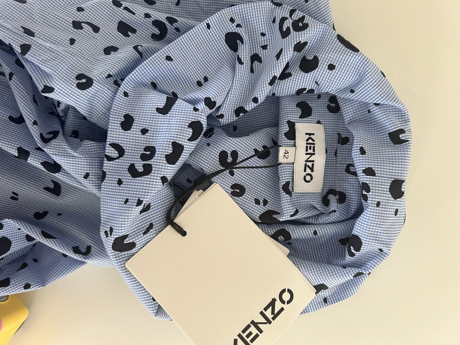 Kenzo camicia donna stampa leopardata cintura abito blu taglia 42