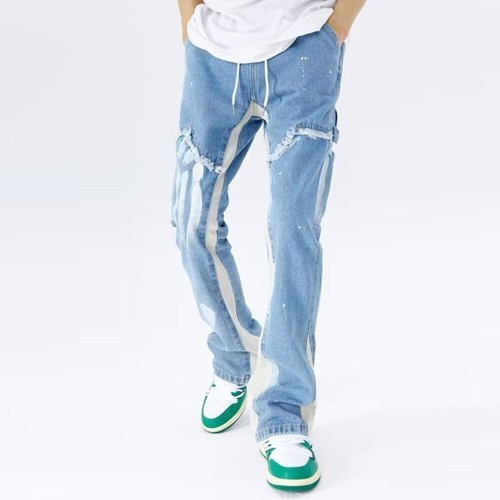 Men's High Waist Jeans Straight Leg Denim Pants High Elasticity Fashion City Jea - Picture 7 of 11