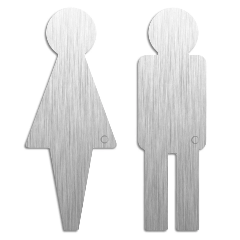 WC-Schilder Damen Herren H=160 mm 2er-Set Piktogramme aus Edelstahl skl. - Bild 1 von 1