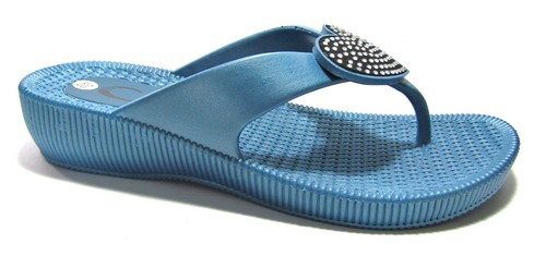 Infradito Donna con Zeppa in Gomma Ciabatte Estive Mare da Spiaggia Strass  Verdi | eBay