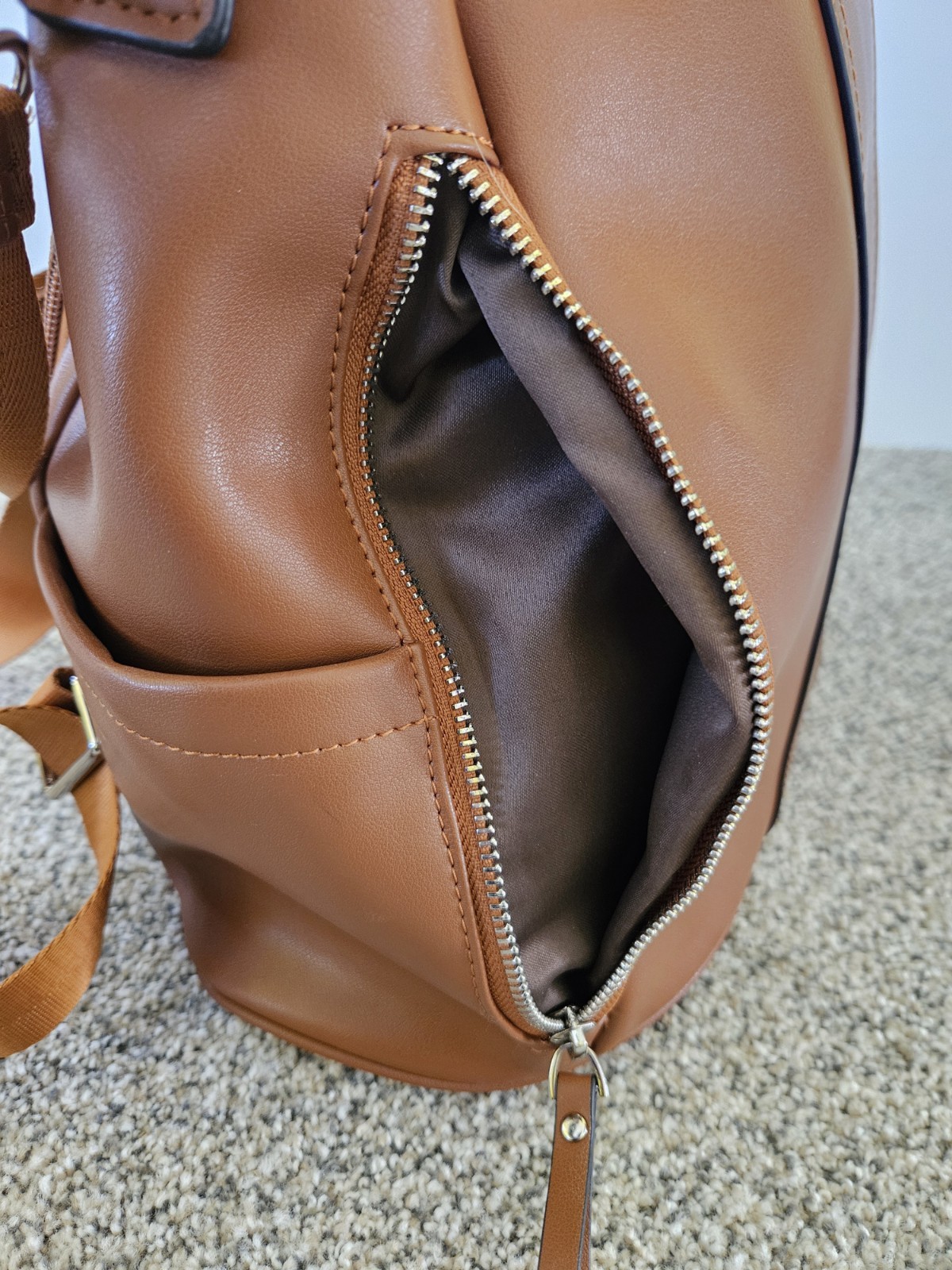 Brown Leather Backpack Purse Antitheft Soft Ladie… - image 4
