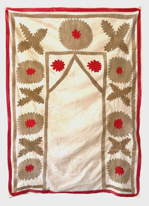 Antique Suzani Wall Hanging Tribal Uzbekistan Mihrab Arch Embroidery 44 x 32