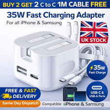 35W Dual USB Fast Charger Plug Power Adapter 15, 16&17 BUY 2 & GET 2 CABLES FREE