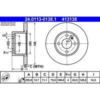 Bremsscheibe ATE 24.0113-0138.1 (2 Stk.) FüR BMW 3Er