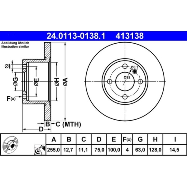 Bremsscheibe ATE 24.0113-0138.1 (2 Stk.) FüR BMW 3Er-image