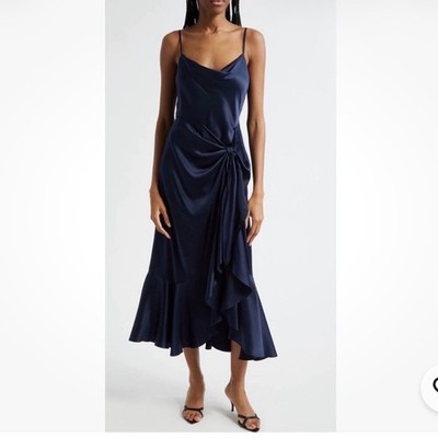 CINQ À SEPT Vivienda Silk Dress In Navy - size 4 - NEW