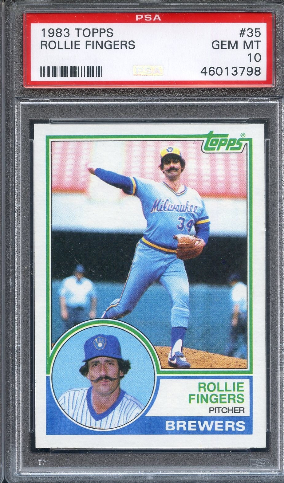 1983 Topps #35 Rollie Fingers PSA 10 HOF Milwaukee Brewers 3798