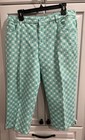 BILL BLASS JEANSWEAR LADIES PETITE GREEN WHITE POLKA DOT 5 POCKET CAPRIS Sz 14P — photo 1