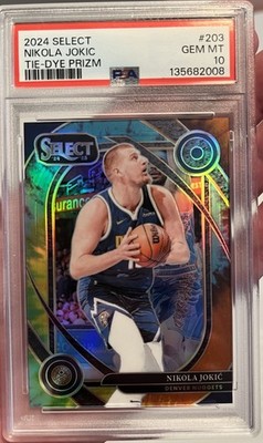 Panini 2024-25 Select Nikola Jokić #203 Tie-Dye Prizm #15/25 PSA 10 Jersey Match