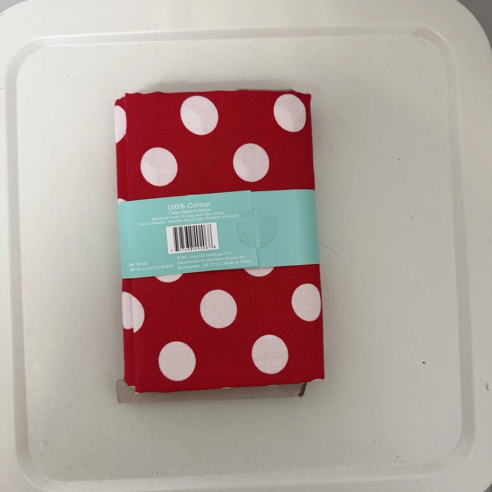 Waverly Inspirations Fabric 100% Cotton 1 Yard by 44 Poppy Red White Dots - Image 4 of 4