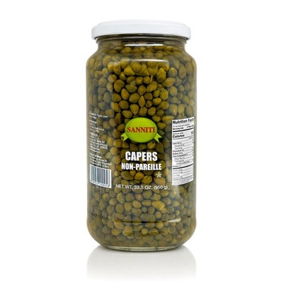 Sanniti Spanish Non Pareil Capers in Vinegar and Salt Brine From Spain  33.5 oz