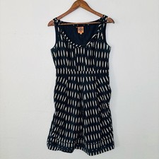 Tory Burch Sleeveless Printed Dress Women's Designer Black Cream Size 8 Cotton