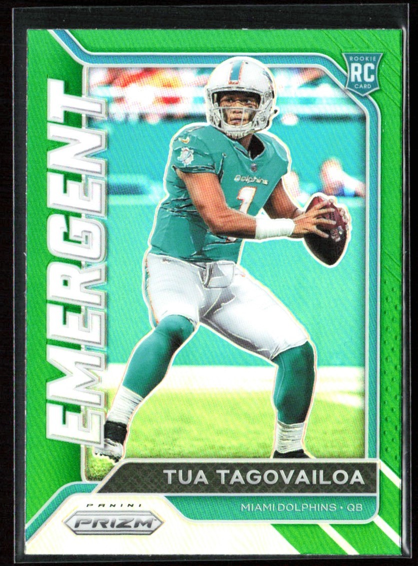 Tua Tagovailoa 2020 Panini Prizm Emergent Green RC #2 Miami Dolphins