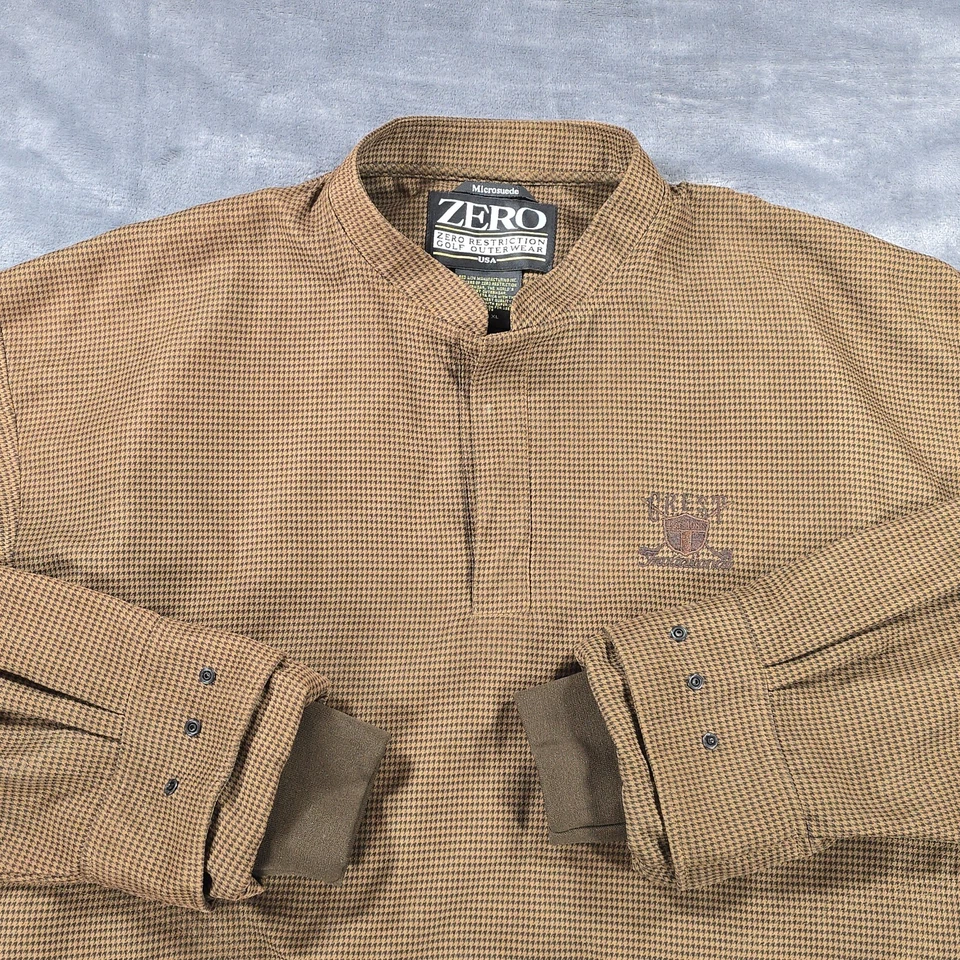 Zero Restriction Windshirt Mens XL Brown Houndstooth Microsuede Golf Performance - Image 2 of 4