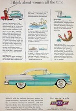 1955 Motoramic Chevrolet Magazine Print Ad Blue Bel Air Coupe Design For Women