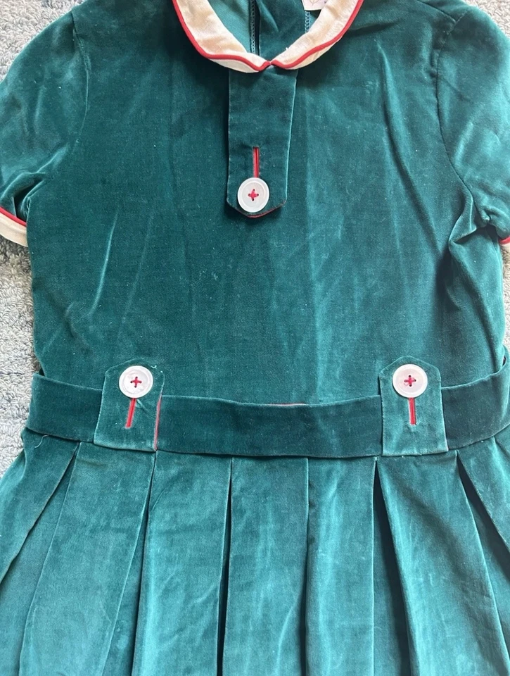 Винтажное женское зеленое бархатное платье с заниженной талией от Celeste of New York 4T - 6T - Изображение 2 из 3