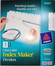 Avery 11421 Index Maker Dividers 5 Tabs (5 Sets, 2011 Version) – Clear Label