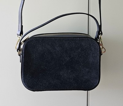 Neu! Crossbody Tasche SANTINI dunkelblaues Kunstleder & Wildlederimitat
