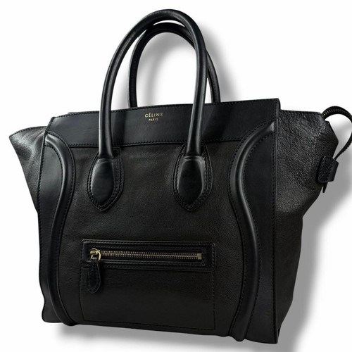 Celine Luggage Micro Tote Bag Black Leather Japan 094945