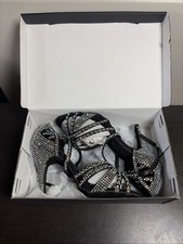 Dance and Sway Rhinestone Latin Ballroom Heels Black Size 10 US 4 Heel B-25