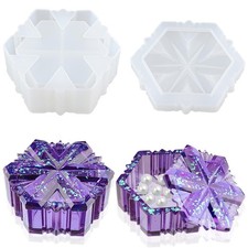 Snowflake Box Resin Mold, Jars Silicone Molds with Lid for Epoxy Resin Castin...