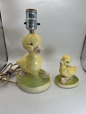 Vintage Bo-Low Lamp Chalkware Duck Lamp W/ Matching Duck Figurine 1950    Nursery