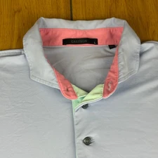 GREYSON Men's Light Blue Polo Shirt Short Sleeve Button Down Size L Golf Casual