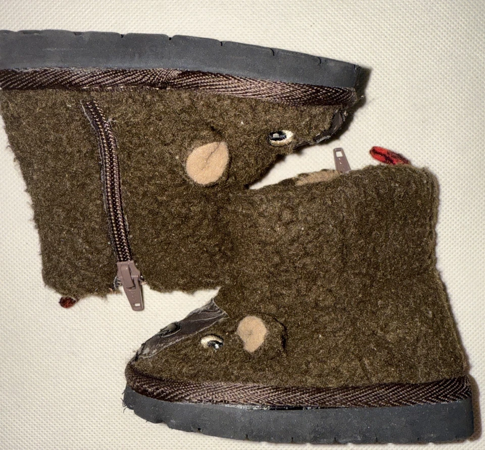 BABY GAP МЕДВЕДЬ ЛИЦО МАЛЫША ПУШИСТЫЙ МЕДВЕДЬ ТАПОЧКИ БОТИНКИ ИСКУССТВЕННЫЙ ШЕРПА КОРИЧНЕВЫЙ РАЗМЕР 5 - Изображение 3 из 4