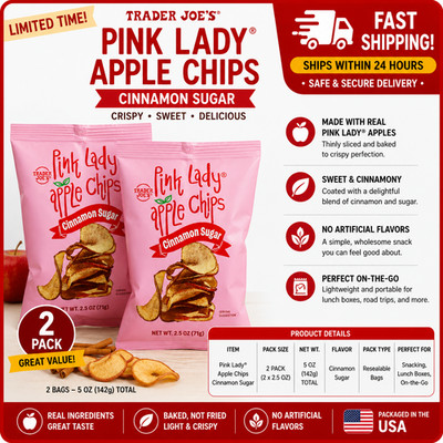 2 pack-Trader Joe s 2.5 oz. Pink Lady Cinnamon Sugar Apple Chips
