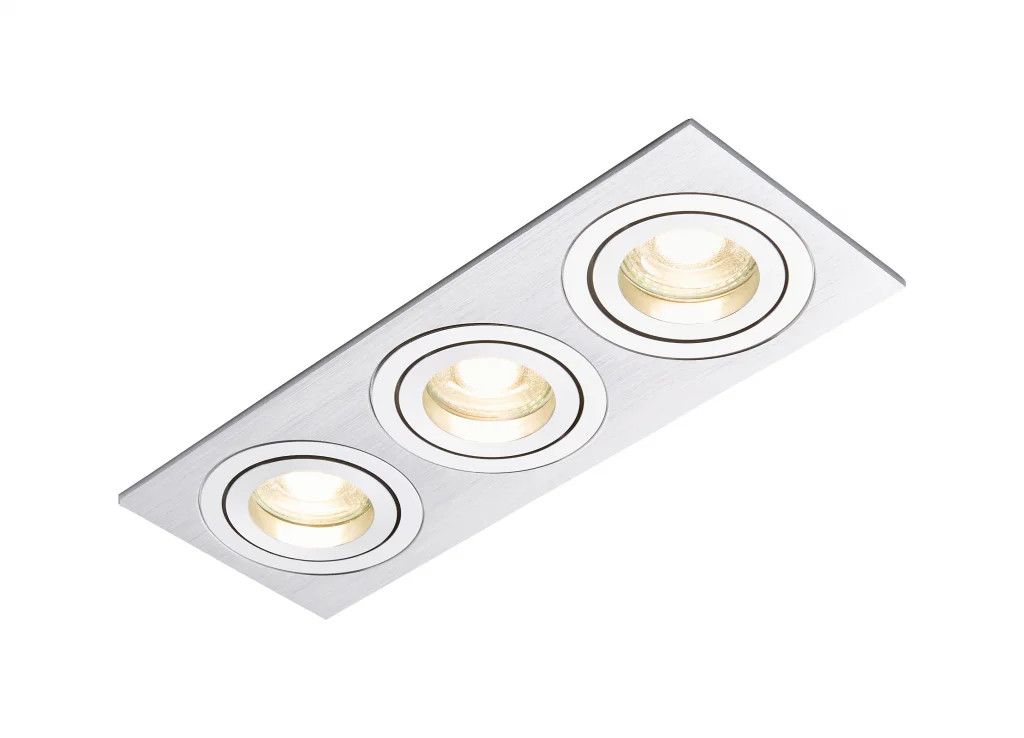 Downlight Silver Pasto Tilt IP20 Satin Nickel Square Triple InLight