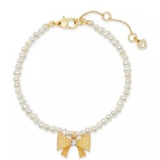 New Kate Spade Wrapped In A Bow Pearl Charm Bracelet