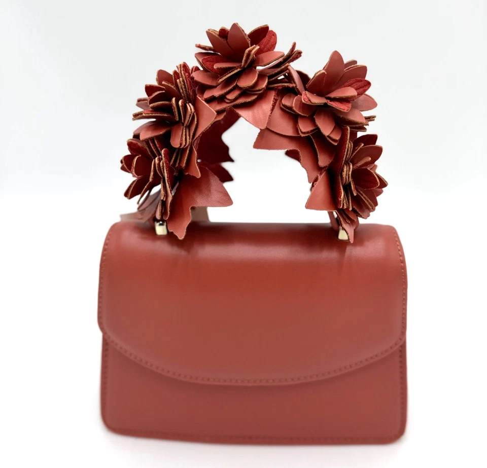 Bolso Bandolera ZARA Mujer Floral Asa Superior Imitación Cuero Marrón Nuevo Con Etiqueta Foto 2 de 4