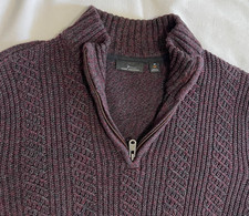Men  s Pull Over 1/4 Zip Cable Knit Sweater Casual Classic Long Sleeve Slim Fit