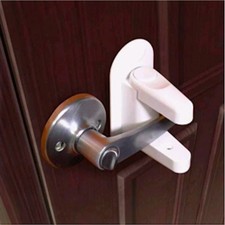 Durable Door Lever Lock 2 Pack White Child Proof Doors and Handles Tools Free