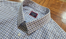 UNTUCKit SHIRT Men's XL 17.5 x 35 , Blue Navy White PLAID, NO IRON, Logo, NEW