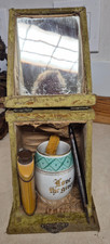 Antique shaving travel kit in velvet box with mirror