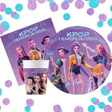 Set Compleanno Tavola K-Pop Demon Hunters 16 persone Stoviglie Decorazioni 23cm