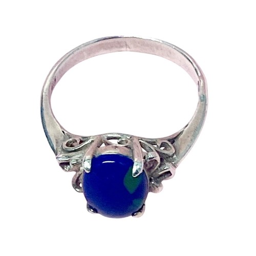 Navajo Sterling Silver and Azurite Malachite Stone Ring Size 5.5 