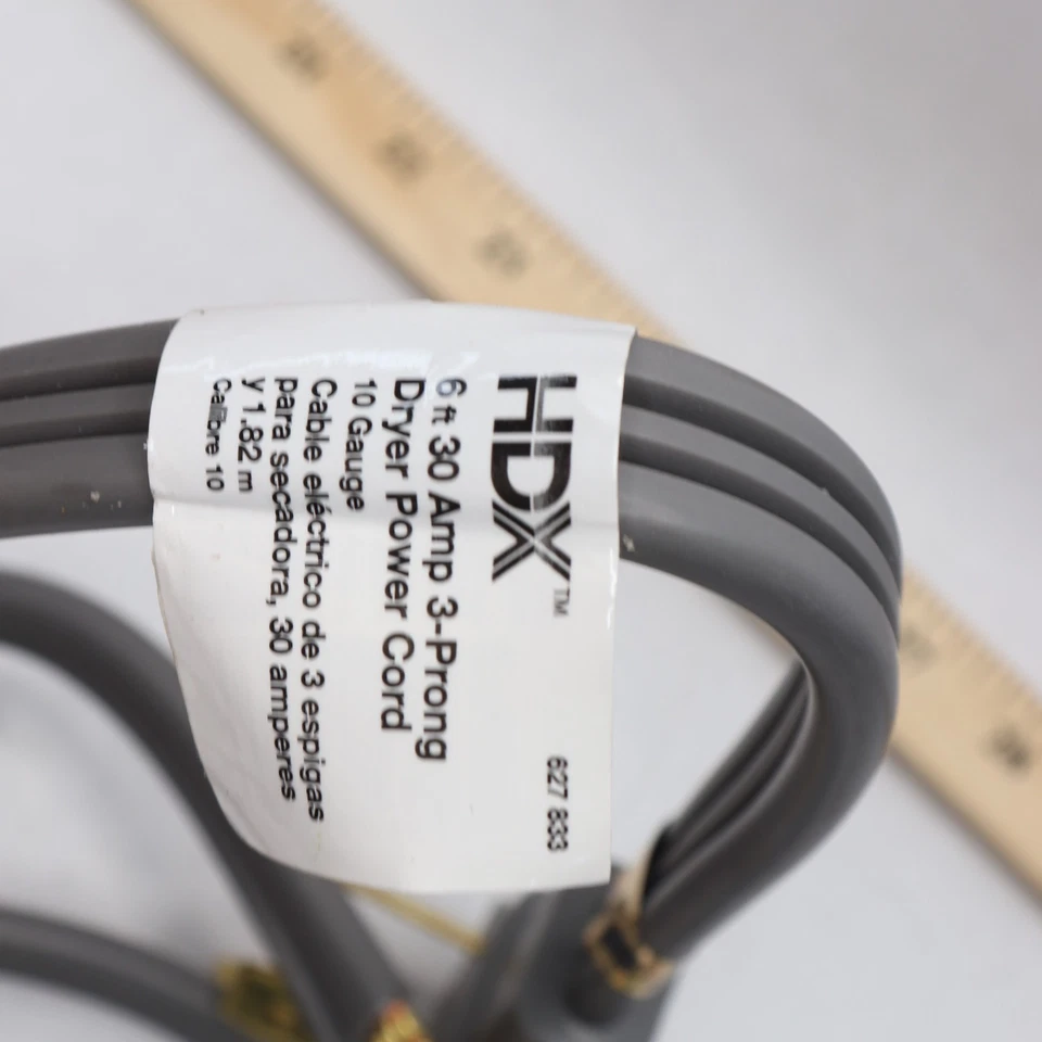 Cable de secado universal HDX macho a hembra gris 3 hilos 400 W 10/3" x 6 pies 627 833 Foto 2 de 4