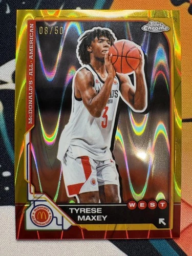 2025 Topps Chrome McDonald's All American #80 Tyrese Maxey Gold raywave /50
